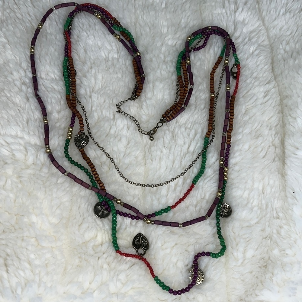 Vintage Coin and Medallion Adorned Beaded Necklace